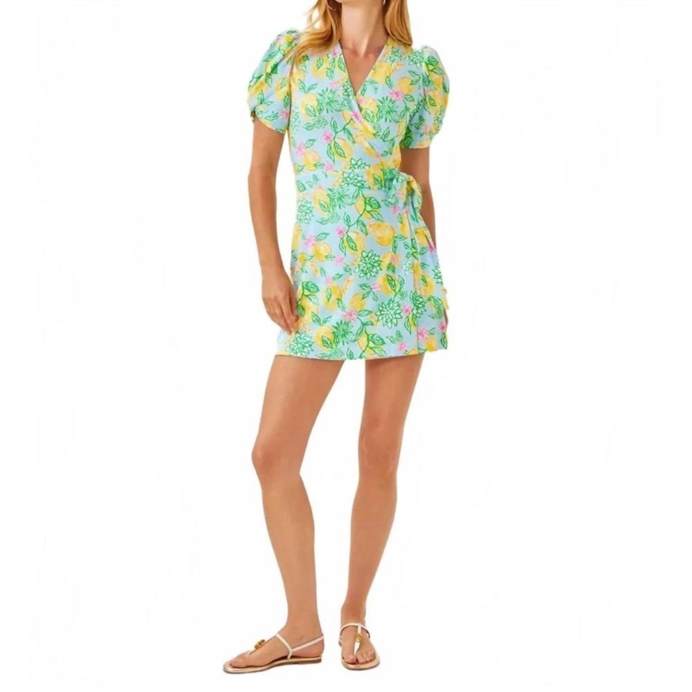 LILLY PULITZER sailynn short-sleeve romper in bluette make lemonade Large NWT - Picture 4 of 10